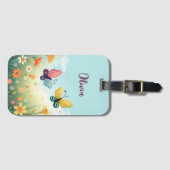 パステルお洒落バタフライガーデン ラゲッジタグ (正面横)