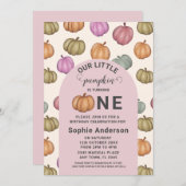 パステルお洒落パンプキンファースト誕生日パーティー 招待状 (正面/裏面)
