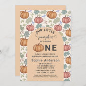パステルお洒落パンプキンファースト誕生日パーティー 招待状 (正面/裏面)