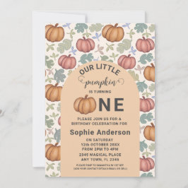 パステルお洒落パンプキンファースト誕生日パーティー 招待状