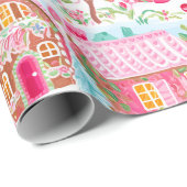 パステルお洒落ピンクジンジャーブレッドドリームクリスマス ラッピングペーパー (ロールコーナー)