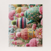 パステルお洒落フェアリーの町とティーポットと帽子 ジグソーパズル (縦)