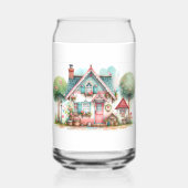 パステルお洒落フェアリーテイルコテージアート ガラス缶 (正面)