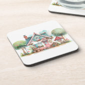 パステルお洒落フェアリーテイルコテージアート コースター (左側)