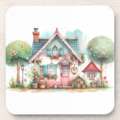 パステルお洒落フェアリーテイルコテージアート コースター (正面)