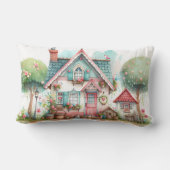 パステルお洒落フェアリーテイルコテージアート ランバークッション (裏面)