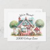 パステルお洒落フェアリーテイルコテージアート 案内ポストカード (正面/裏面)