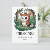 パステルお洒落フクロウベビーシャワー サンキューカード (スタンド正面)