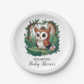 パステルお洒落フクロウベビーシャワー ペーパープレート (正面)