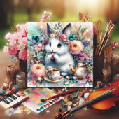 パステルお洒落フローライースターバニーティーガーデン シーズンカード