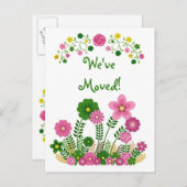 パステルお洒落フローラ「引っ越しました」はがき 案内ポストカード (正面/裏面)