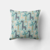 パステルお洒落ブルーのかわいいキリン柄 クッション (裏面)