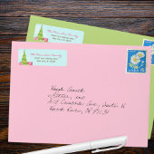 パステルお洒落ホリデーカード差出人住所ラベル ラベル