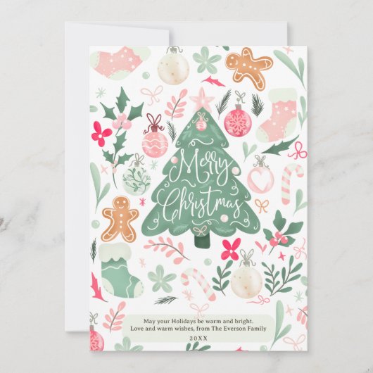 パステルお洒落メリークリスマス4枚 シーズンカード (正面)