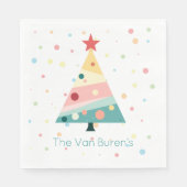 パステルお洒落モダン水玉模様クリスマス スタンダードランチョンナプキン (正面)