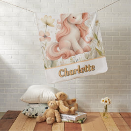 パステルお洒落ユニコーン野花 ベビー ブランケット