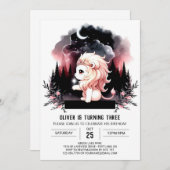 パステルお洒落ライオン誕生日 招待状 (正面/裏面)