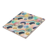パステルお洒落レインボーウェーブズ&グリッター抽象芸術 タイル (側面)