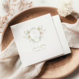 パステルお洒落ワイルドフラワークレスト結婚ーズ スタンダードカクテルナプキン