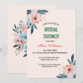 パステルお洒落ワイルドフラワーフレームブライダルシャワー 招待状 (正面/裏面)