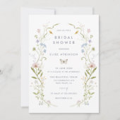 パステルお洒落ワイルドフラワーフレームブライダルシャワー 招待状 (正面)