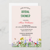 パステルお洒落ワイルドフラワーフレームブライダルシャワー 招待状 (正面/裏面)