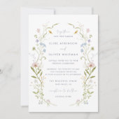 パステルお洒落ワイルドフラワーフレーム結婚ズ 招待状 (正面)