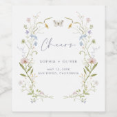 パステルお洒落ワイルドフラワーブライダルシャワー ワインラベル (シングルラベル)