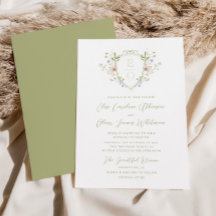 パステルお洒落ワイルドフラワーモノグラム結婚クレスト