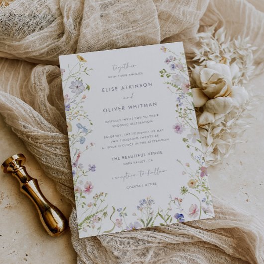 パステルお洒落ワイルドフラワー結婚ズ 招待状