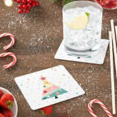 パステルお洒落水玉模様クリスマスコアスター スクエアペーパーコースター