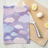 パステルお洒落雲と星のパターン キッチンタオル (四つ折り)