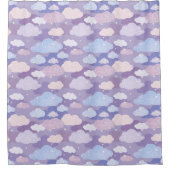 パステルお洒落雲と星のパターン シャワーカーテン (正面)