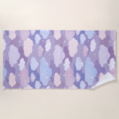 パステルお洒落雲と星のパターン ビーチタオル (正面)