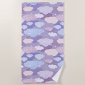 パステルお洒落雲と星のパターン ビーチタオル (正面)