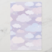 パステルお洒落雲と星のパターン 便箋 (正面)