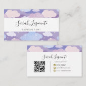 パステルお洒落雲と星のパターン 名刺 (正面/裏面)