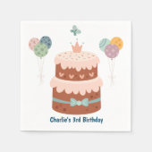 パステルお誕生日ケーキとバルーン スタンダードカクテルナプキン (正面)