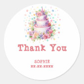 パステルお誕生日ケーキ誕生日感謝していあなた ラウンドシール (正面)