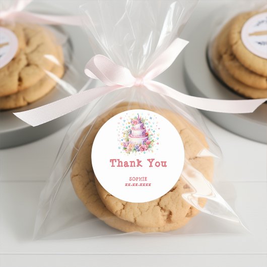 パステルお誕生日ケーキ誕生日感謝していあなた ラウンドシール