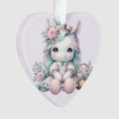 パステルかわいいウニコン人形(花籠つき) オーナメント (正面)