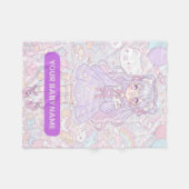 パステルかわいいガールデザイン フリースブランケット (正面(横))
