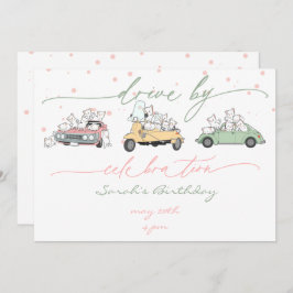 パステルかわいいキャッツサプライズお祝いパレード 招待状