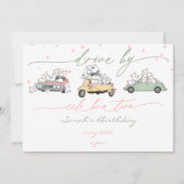 パステルかわいいキャッツサプライズお祝いパレード 招待状 (正面)