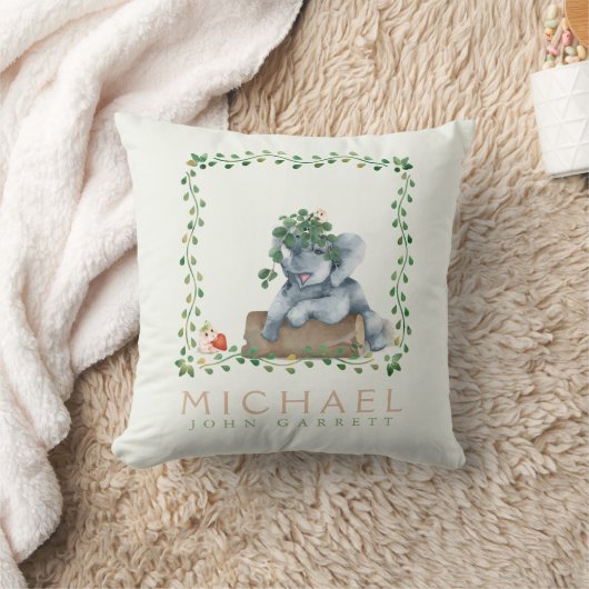 パステルかわいいグリーンリーフフローラゾウのハムスター クッション (ブランケット)