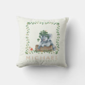 パステルかわいいグリーンリーフフローラゾウのハムスター クッション (正面)