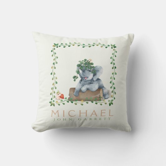 パステルかわいいグリーンリーフフローラゾウのハムスター クッション (正面)