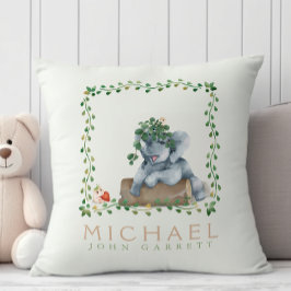 パステルかわいいグリーンリーフフローラゾウのハムスター クッション