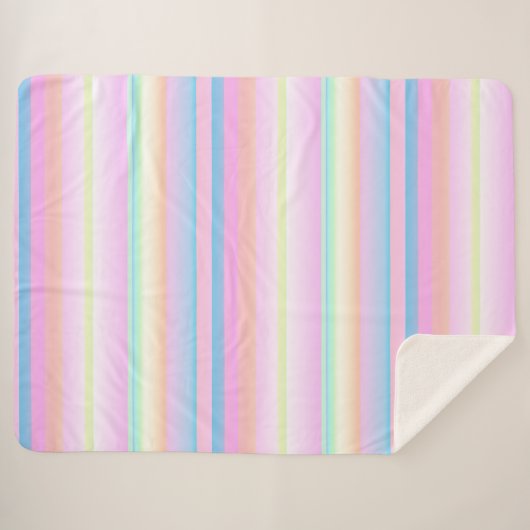 パステルかわいいストライプの色 シェルパブランケット (正面(横))