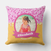 パステルかわいいストロベリーアイスクリームサマービーチ クッション (正面)